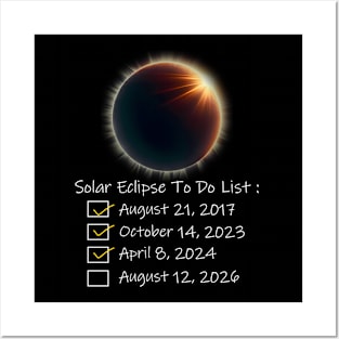 Solar Eclipse To Do List 2017 2023 2024 2026 Annular Totality Posters and Art